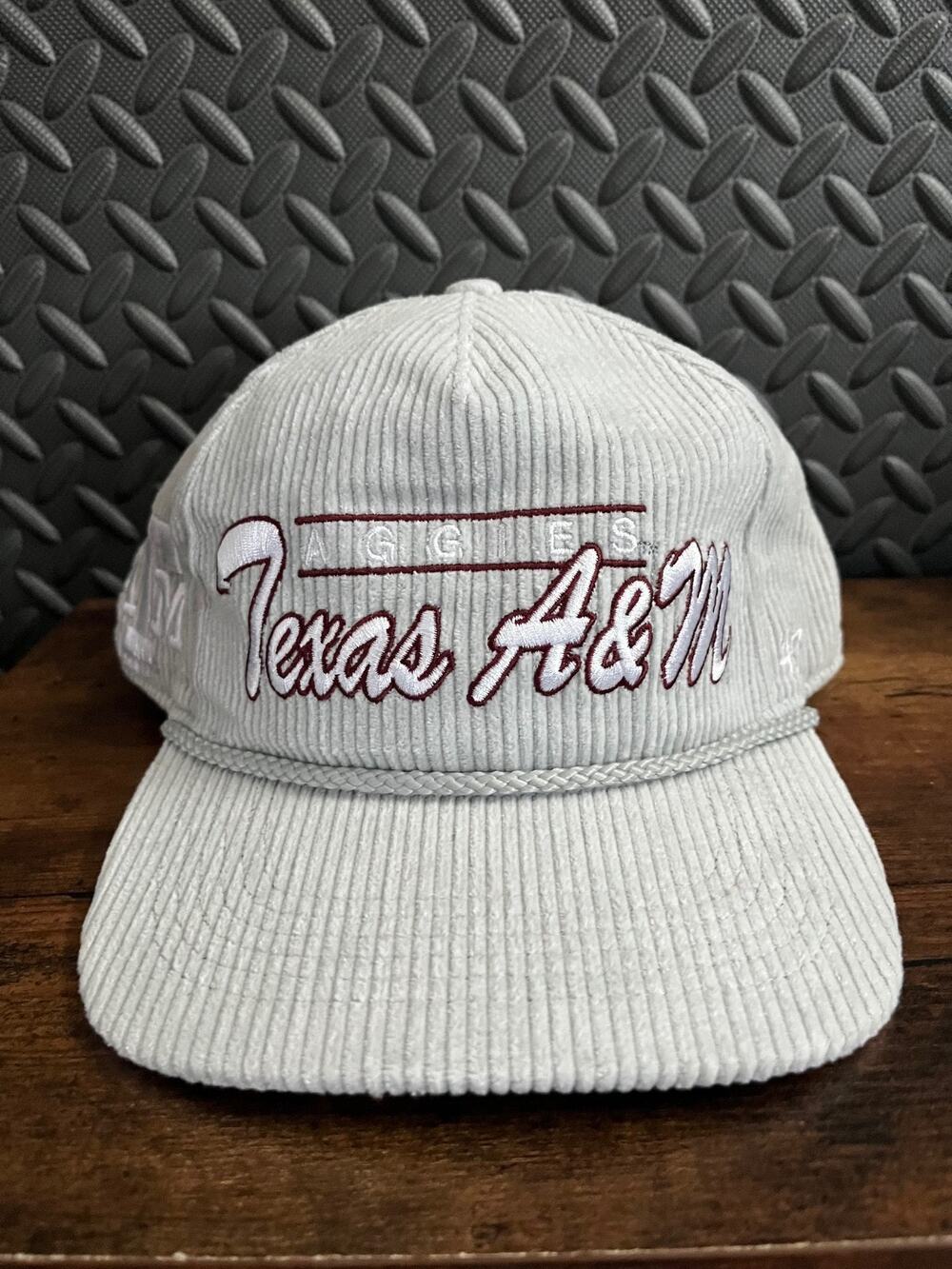 ’47 Texas A&M Aggies Hitch Corduroy Rope Snapback Adjustable Hat Khaki Maroon
